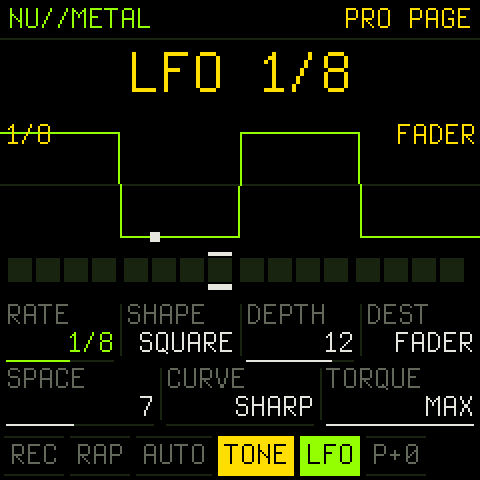 The PRO page with the LFO
